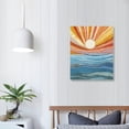 thumbnail image 3 of Nawypu Boho Wall Art Framed Canvas Wall Art Rainbow Sun Rising on the Sea Geometric Watercolor Illustrations Line Wall Art, Mid-Century Modern Prints Artwork Boho Sun Wall Decor, 3 of 3