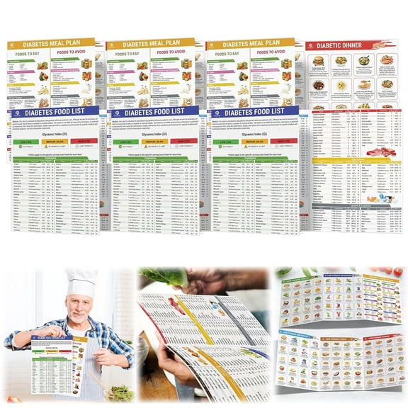 3 Count Diabetes Food List and Meal Planner Laminated|Diabetic Food List Chart Diabetes|400  Healthy Diabetic Diet Meal Guide Plan with Size|Glycemic Index,Low Carb,Calories