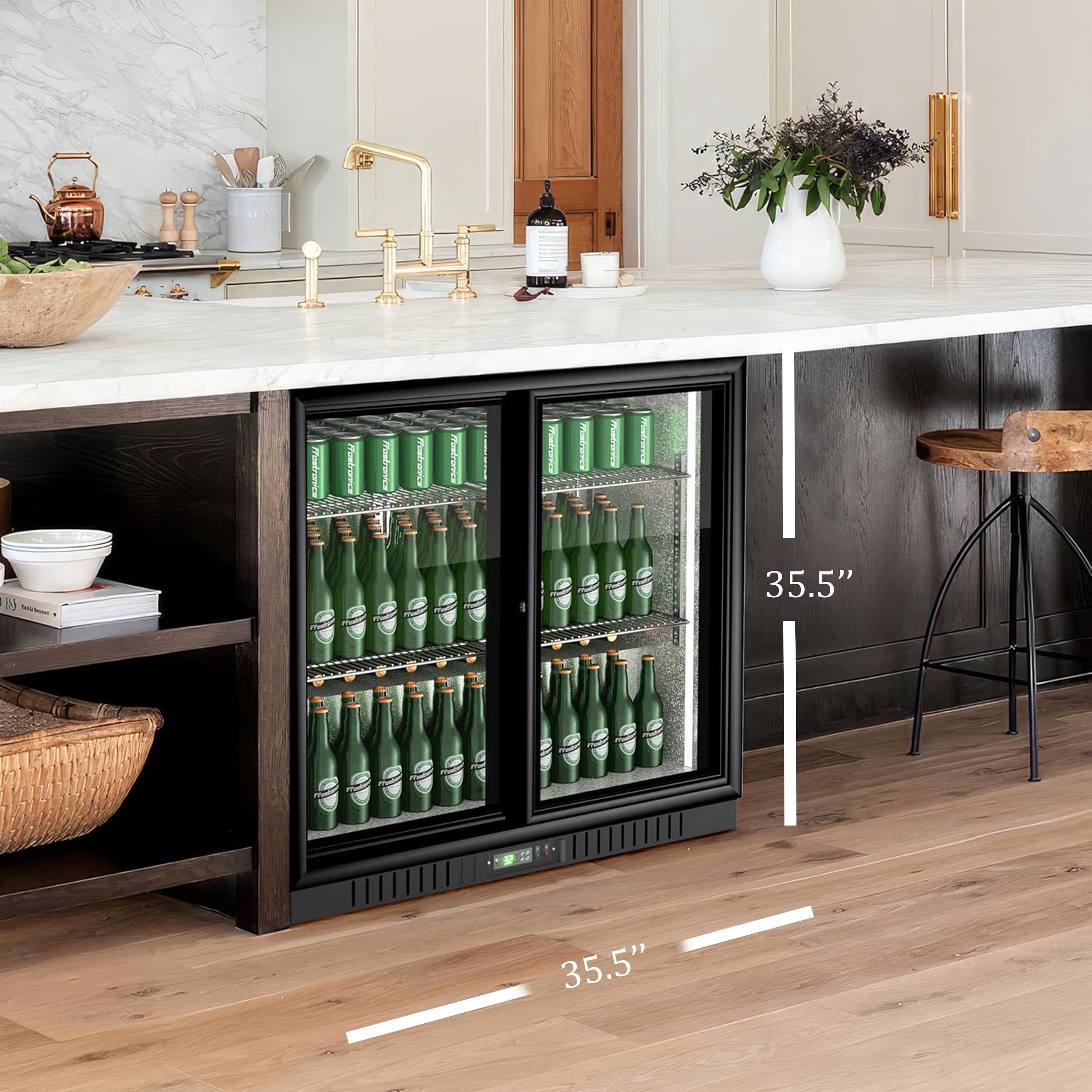 36 in. Beverage Back Bar Cooler, Counter Height Refrigerator 7 Cu.Ft. Merchandiser Display NSF