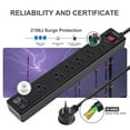 thumbnail image 4 of ONDOG 6 ft Extension Cord Power Strip - 6 AC Outlets and 3 USB Ports Surge Protector(2100J), ETL, 4 of 7