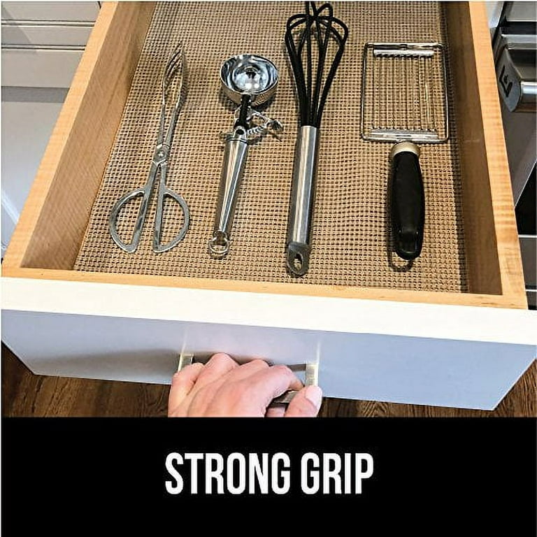  Gorilla Grip Manual Hand Held Can Opener and Drawer and Shelf  Liner, Can Opener in Almond, Large Lid Openers for Kitchen, Shelf Liner  Size 17.5 in x 20 FT in Beige