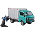 thumbnail image 1 of 1/16 Scale 2.4GHz Remote Control City Transport Truck with Colorful Lights, Tail Spray, Manual Door Opening & Rear Storage Compartment - Green Single Battery Version, ABS Material, 40-60M Control, 1 of 7