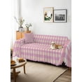 thumbnail image 3 of Pink Couch Cover for Dogs, Grid Checkered Plaid Gingham Lattice Trellis Washable Sofa Covers Slipcover for Pets Dogs Futon Cover, Couch Recliner Covers, Oversized Chair Slipcover 71"x91", 3 of 9