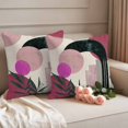 thumbnail image 2 of Boho Middle Century Outdoor Waterproof Pillow Covers, Abstract Pink Geometric Leaves Decorative Square Throw Pillowcase Sofa Cushion Sham for Patio/Couch/Chair, 18"x18" 2 Pack, 2 of 8