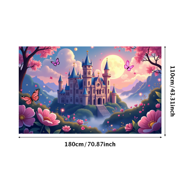 LUUFILx Fairytale Castle Backdrop Banner Photography Props Decorations Party Supplies Background Pink Fantasy Event Decor Enchanted Garden Princess