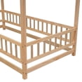 thumbnail image 6 of Twin Size Floor Bed Frame with Roof and Fence Guardrails, Wooden House Platform Bed with Door Design for Grils Boys, Playhouse Canopy Bed, Can be Decorated, No Box Spring Needed, Natural, 6 of 7
