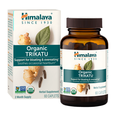 Himalaya Organic Trikatu Support for Bloating and Overeating, Soothes Occasional Heartburn, 60 Caps