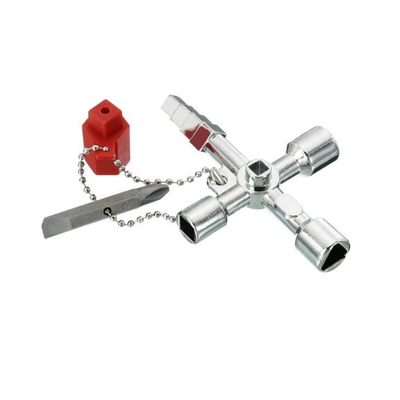 REGALWOVEN 4 Way Cross Key Bit, Multi-Functional Universal Opening Key for Water Gas Meter Box 1Pc
