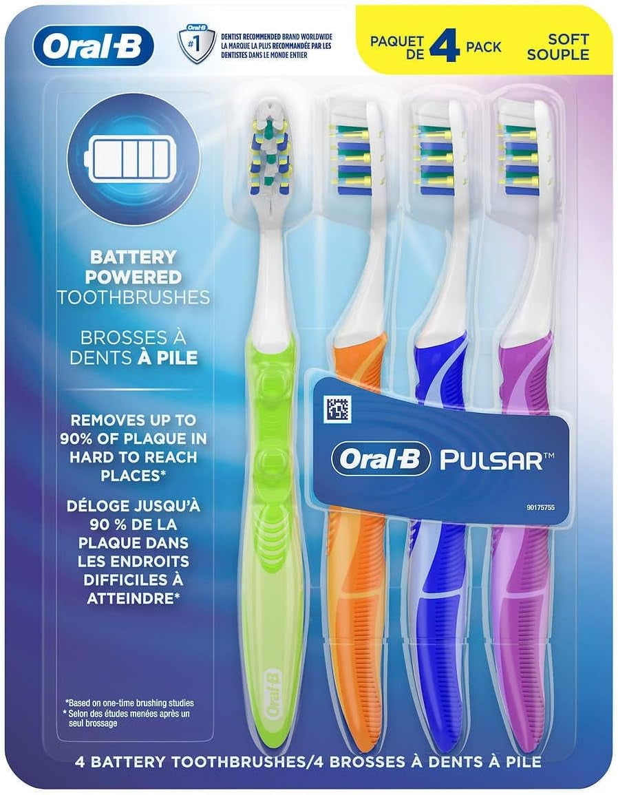 OralB Pulsar Vibrating Bristles, Battery Powered Toothbrushes, Removes