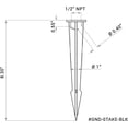 thumbnail image 2 of 8.30 in. Tall Aluminum Ground Stake Mount with 1/2 in. NPT Thread Female Outlet for Outdoor Landscape Lighting Fixtures – Easy Install – Flood Light Accessories – Black (4-Pack), 2 of 5