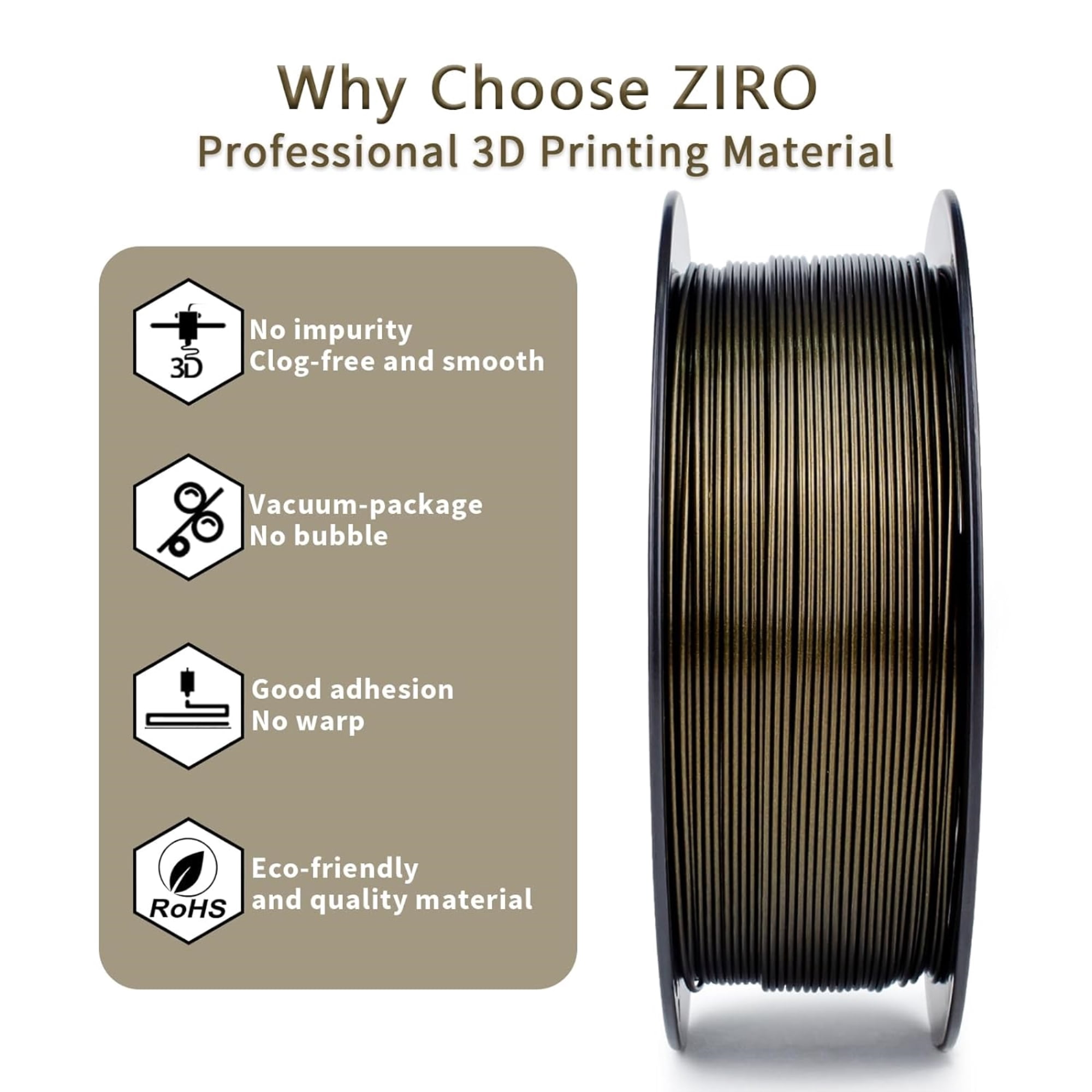 Ziro 3D Mystic PLA Filament 1.75mm 1kg, Midnight Gold