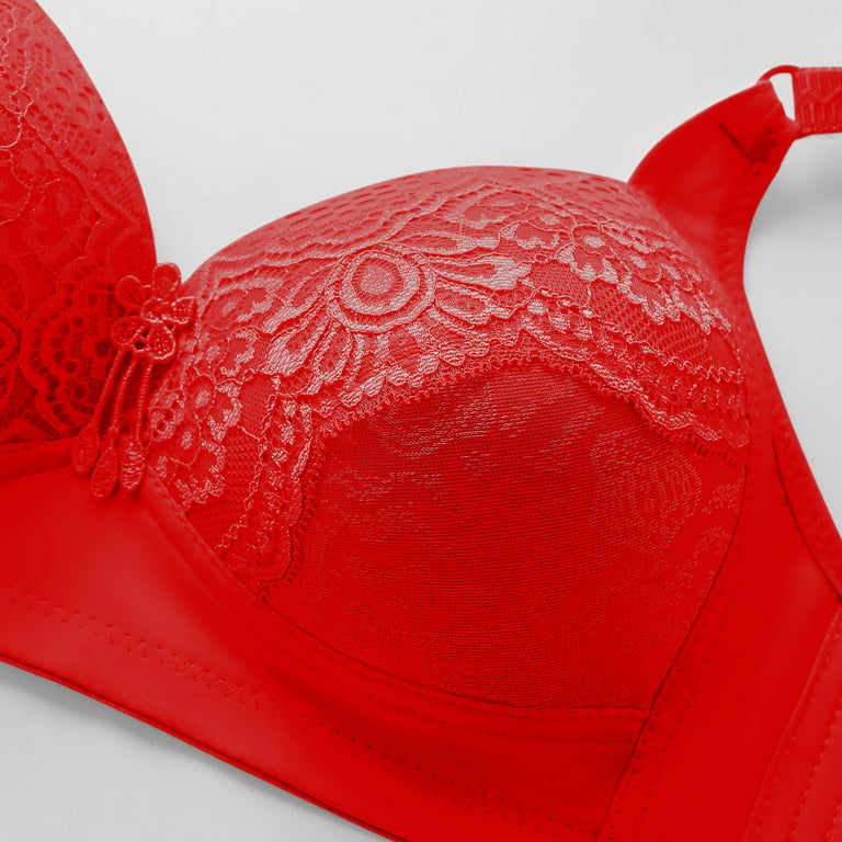 Summer Savings Clearance! Edvintorg Women's Push Up Bra Woman'S Solid Color  Comfortable Hollow Out Perspective Bra Underwear No Rims Everyday Bras Red