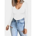 thumbnail image 4 of Womens V Neck Long Sleeve T Shirt Fitted Top for Women Low Cut Tight Shirts Going Out Casual Basic Fall Clothes, 4 of 6