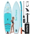 thumbnail image 2 of Inflatable Paddle Board for Adults SUP Beginner-Friendly with 3 Fins, Adjustable Paddle & Backpack - Mint Green, 2 of 6