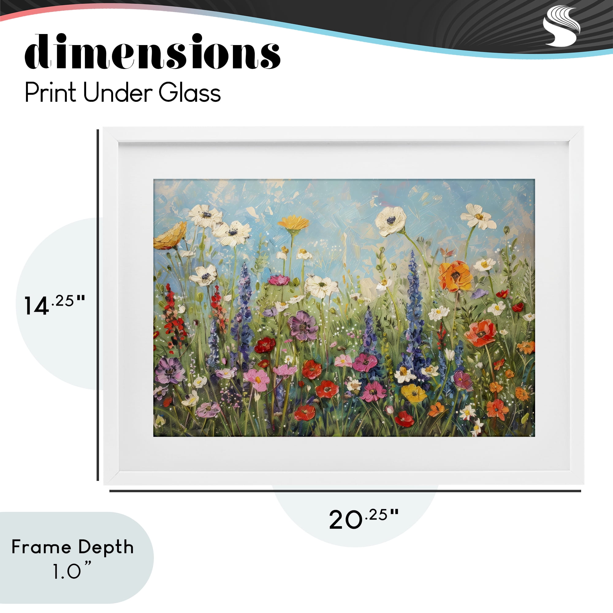 Stupell Industries Wildflower Field of Spring Blooms White Framed Print Under Glass, design by Creative Studio