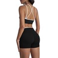 thumbnail image 2 of IBTOM CASTLE Workout Sets for Women 2 Piece Color Block Strappy Sports Bra High Waist Shorts Gym Yoga Pilates Outfits S Black, 2 of 7
