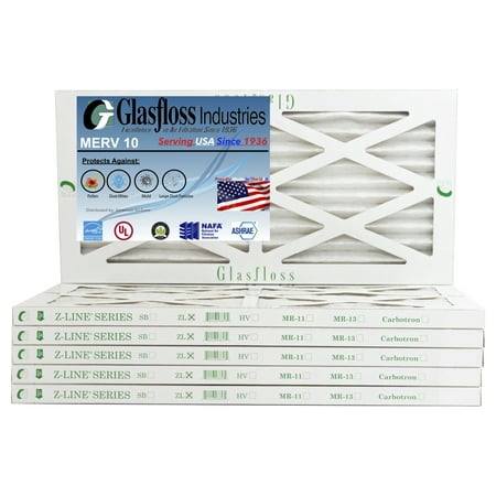 

Glasfloss 12x22x1 - MERV 10 -Qty:6 - Furnace Air Filter - Made in USA (Actual Size: 11.5 x 21.5x7/8 inch)