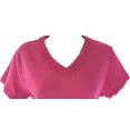 thumbnail image 2 of K. Jordan Pink Short Sleeve V-Neck Ruffled Top Shirt, Blouse Women's Medium, 2 of 3