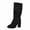 Black, variant on Women's Slouchy Peep Toe Mid-Calf Boots - Suede-Like Upper with Stacked Block Heel, Casual Chic Ankle Boots for Fall/Winter