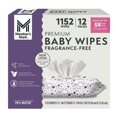 Member's Mark Premium Baby Wipes, Fragrance Free, 12 pk., 1152 Wipes