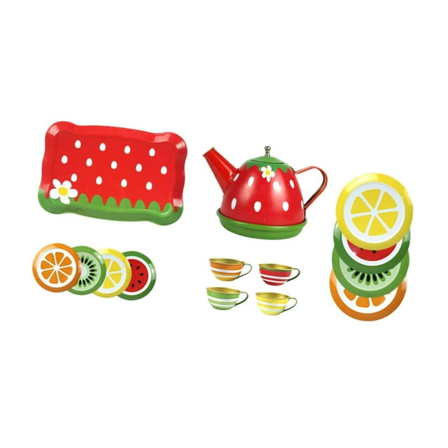 BELOVING Petit Ensemble de Thé Jouet Éducatif Princesse pour Filles Enfants Tout-Petits Rouge