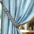 thumbnail image 2 of 1 Pack Outdoor Curtain Tiebacks Rope, Natural Cotton Curtain Holders, Village Rural Rustic Curtain Holdbacks, Farmhouse Boho Rope Curtain Tie Back for Drapery Patio Drapes, (Gray), 2 of 7