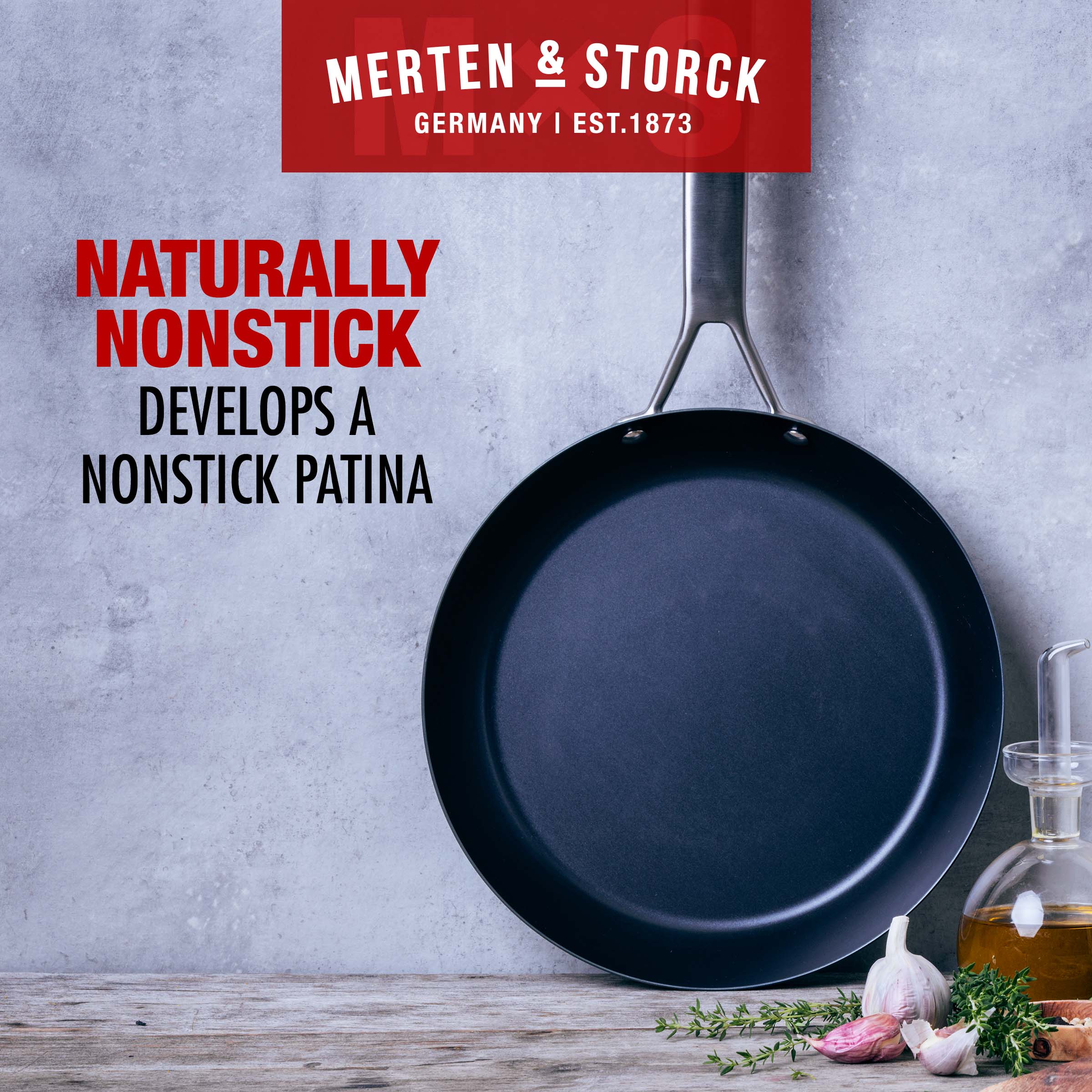 Merten & Storck Pre-Seasoned Carbon Steel Pro Induction 10" Frying Pan Skillet, Black - image 2 of 7