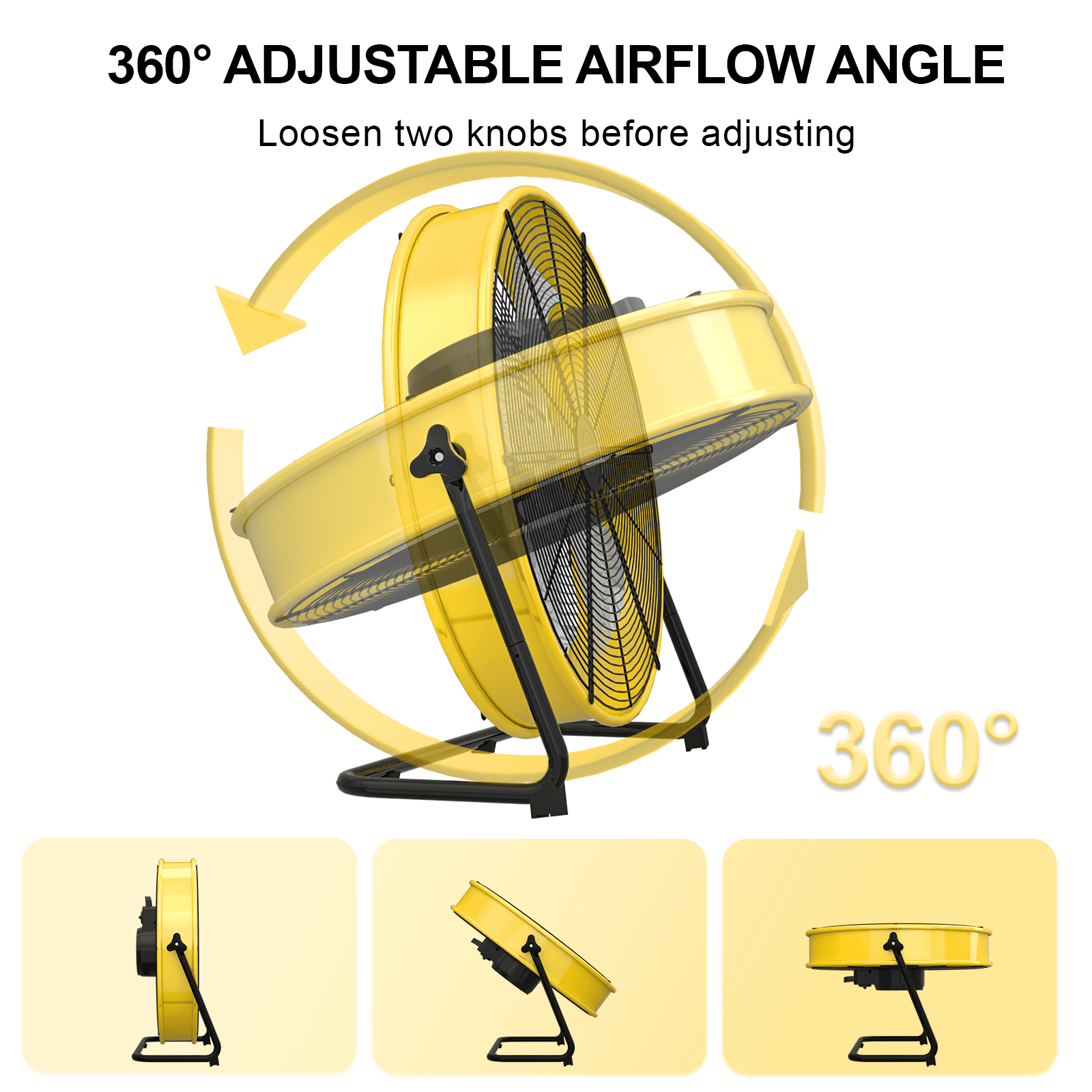 Rocyis 20 inch 4650 Cfm Industrial High Velocity Drum Fan - 4 Speed Air Circulation Fan for Factory, Warehouse, and Commercial (Yellow)