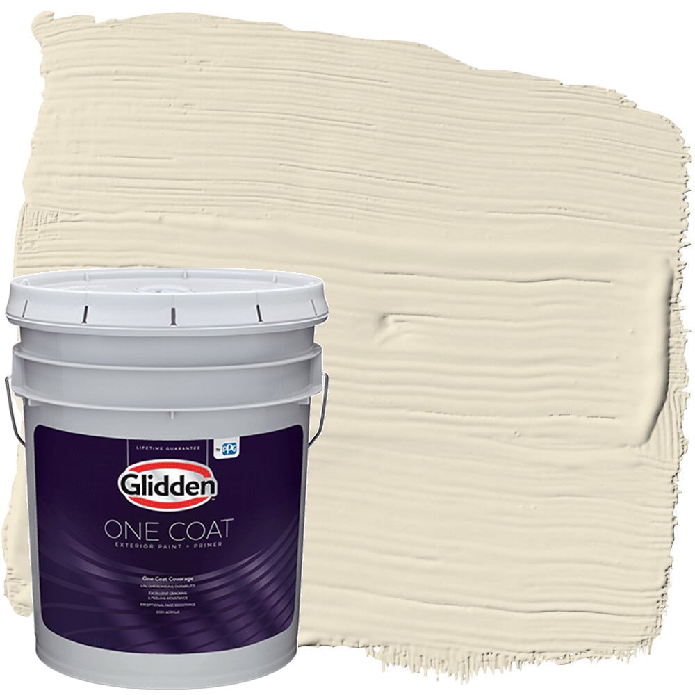 Glidden One Coat Exterior Paint and Primer, Navajo White / White, 5