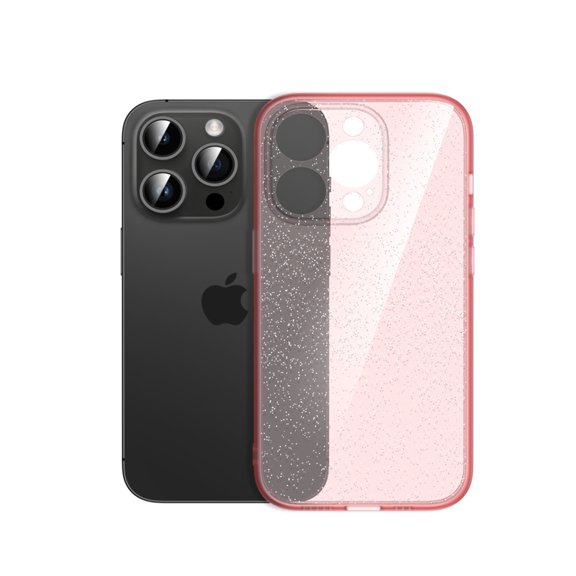 SaniMore for iPhone 13 Pro 6.1" Ultra-Thin Transparent Glitter Case, Rugged PC & Soft TPU Bumpers [Not Yellowing Technology] Full Body Protective Case for Women Ladies Girls, Pink