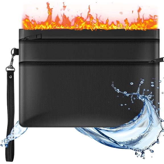 FKSZLL 6400℉ Fireproof Money Bag, 10.63" x 7.48"  Dual Zippers Fireproof Document Bag 12 Layer Heat Insulated Pouch for Money Cash Card Document Passport