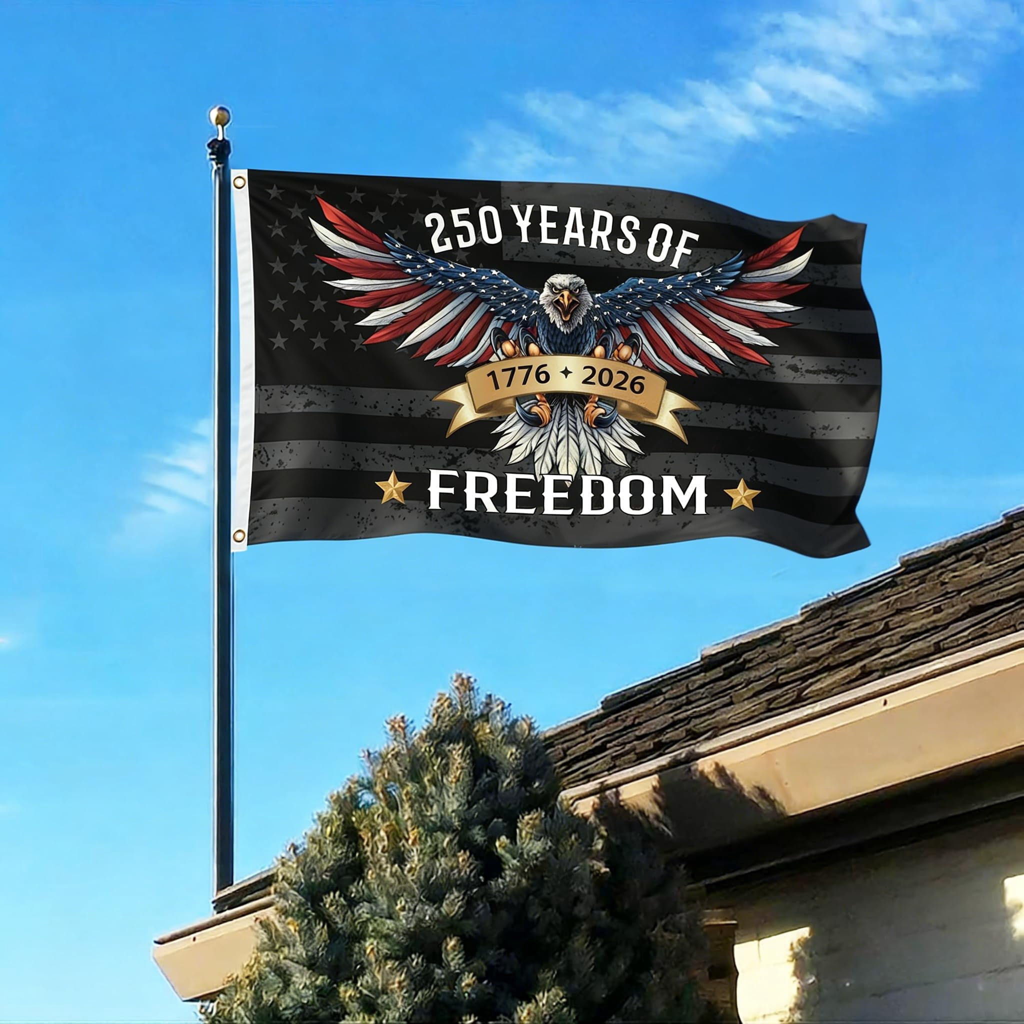250 Year American Anniversary Flag 250th Anniversary Usa Flag Patriotic 4th of July Independence Day 1776-2026 Yard Flags For Outside 3x5 Ft Outdoor Banner Decorations