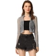 thumbnail image 1 of Disfraz de Halloween Chaqueta corta con cremallera y cuello levantado de lunares semitransparentes para mujer Color plata XS, 1 of 6