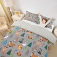 thumbnail image 2 of Castle Fairy Cute Cartoon Woodland Critter Bedding,Fox Bear Owl Deer Raccoon Duvet Cover Full,Brown Green Gray,Grey Reversible,3pcs,No Comforter,1 Duvet Cover and 2 Pillowcases, 2 of 6