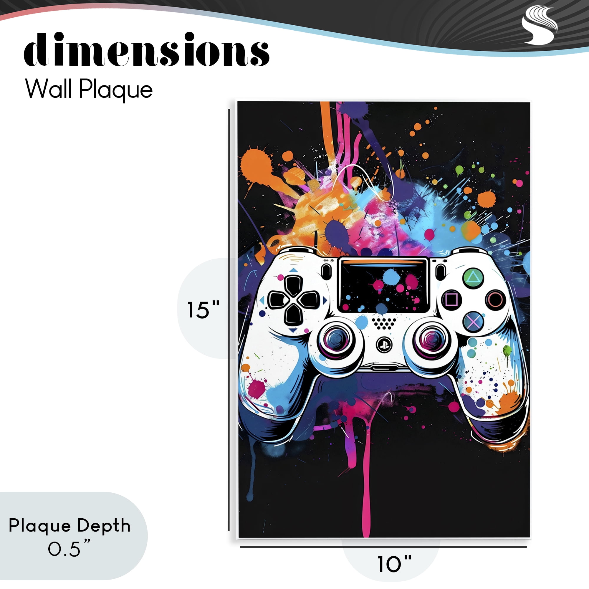 Stupell Industries Controller Contrast with Neon Splatter Wall Plaque Art, design by Creative Studio