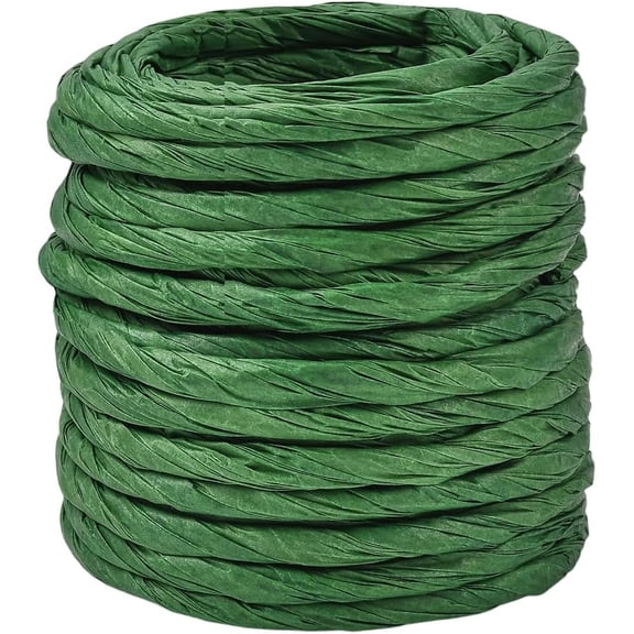 13.12 Yards Raffia Paper Ribbon Green Paper Twine Wrapping Ribbon Rustic 4mm Twist Stripes Paper Cord String Rope Accessories