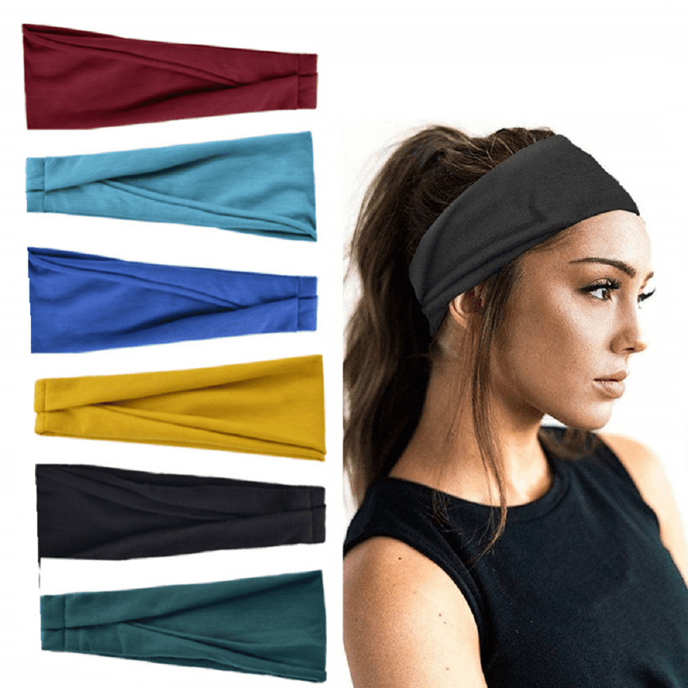2-Pack HEADBAND Stretch Sports Yoga Gym Hair Band Wrap Sweatband Womens Mens 