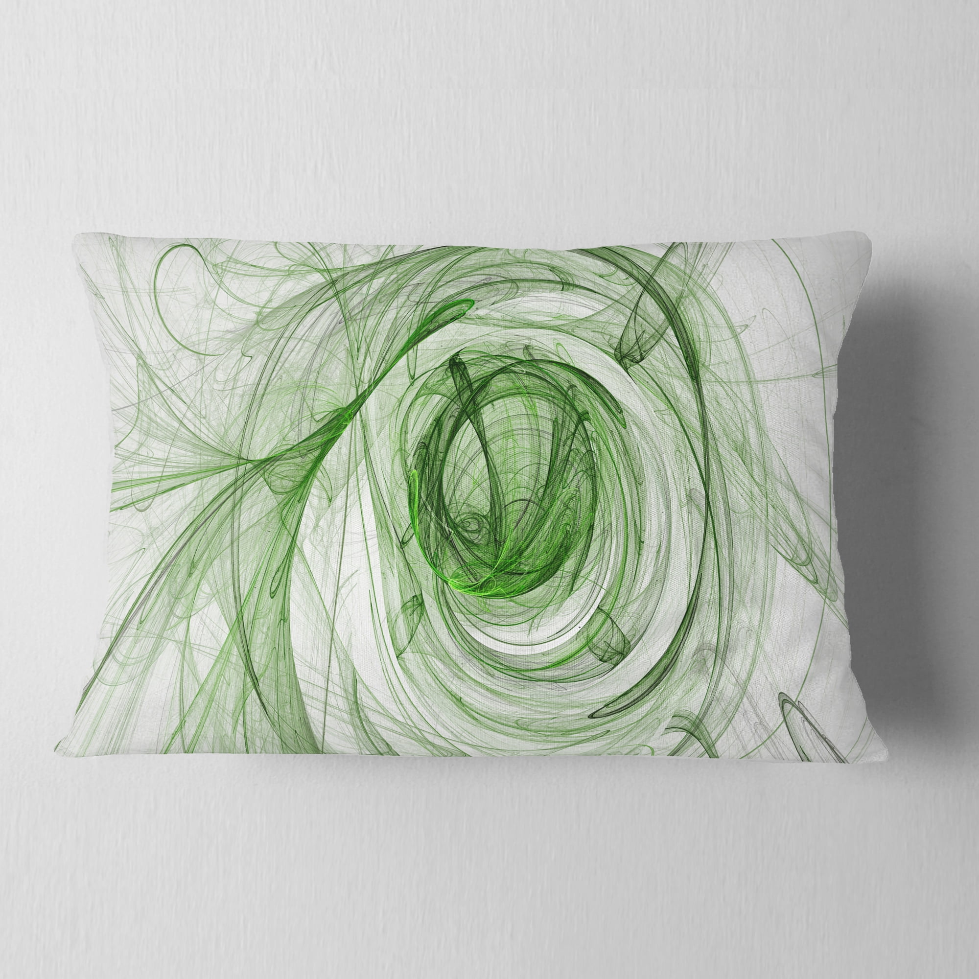 Designart Ball of Yarn Green Spiral - Abstract Throw Pillow - 12x20