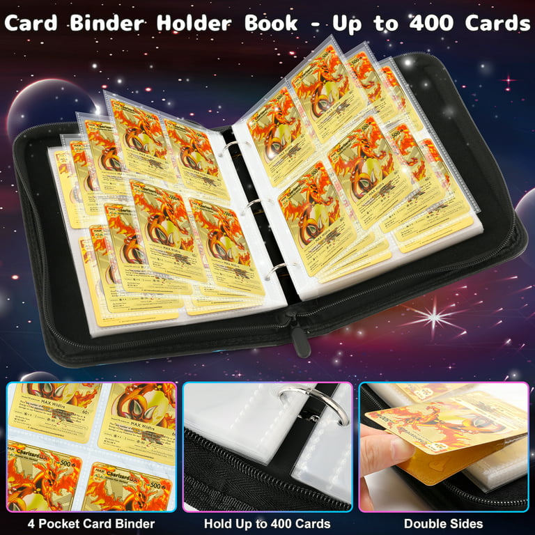 Trading Card Binder,Pokemon Binder Fits 400 Standard Size Cards
