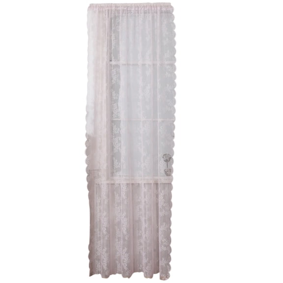 Floral Embroidery Sheer Curtains Voile Drapes Semi Crinkle Window Treatments For Living Room Bedroom Yard Patio Villa Sheer Curtain (Pink, 5.9*4.8 Ft)