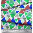thumbnail image 2 of Soimoi Blue Silk Fabric Triangle Geometric Printed Fabric 1 Yard 42 Inch Wide, 2 of 3
