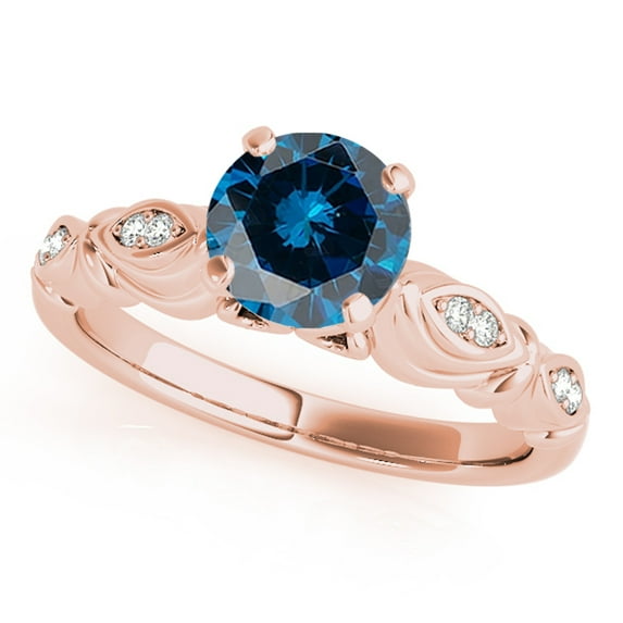 1.05 Ct Halo Blue Diamond Engagement Ring For Women-10K Gold