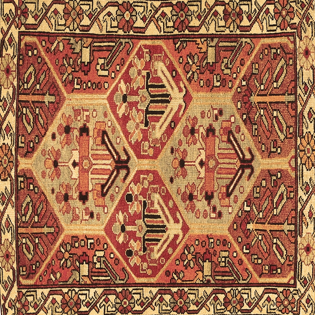 Ahgly Company Indoor Square Persian Brown Traditional Area Rugs, 4 ...