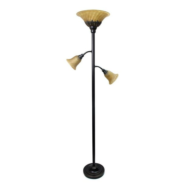 Elegant Designs 3 Light Floor Lamp With Scalloped Glass Shades Restoration Bronze Com Elegant Designs 3 Light Floor Lamp With, Replacement Glass Lamp Shades For Floor Lamps