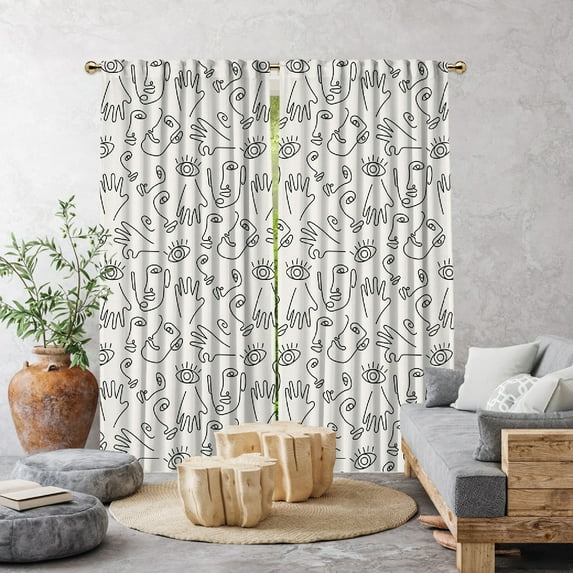 3S Brother's Home Décor Curtains BOHO Design Set of 2 Panels Velvet Look Hanging Back Tap and Rod Pocket Décor Nursery Room Bedroom Kitchen Window - Made in Turkey 36Ecru (52"Wx72"L)