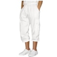 thumbnail image 3 of Yteetum Cargo Pants for Men Baggy Hiking Drawstring Elastic Waist Multi-Pocket Workwear Sweatpants 3/4 Crop Pants Casual Lightweight Relaxed Fits Athletic Three Quarter Pants Cargo Shorts, 3 of 7