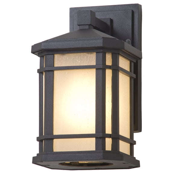 DVI Canada Cardiff Outdoor One-Light Wall Sconce Black Sandblasted Seedy Glass