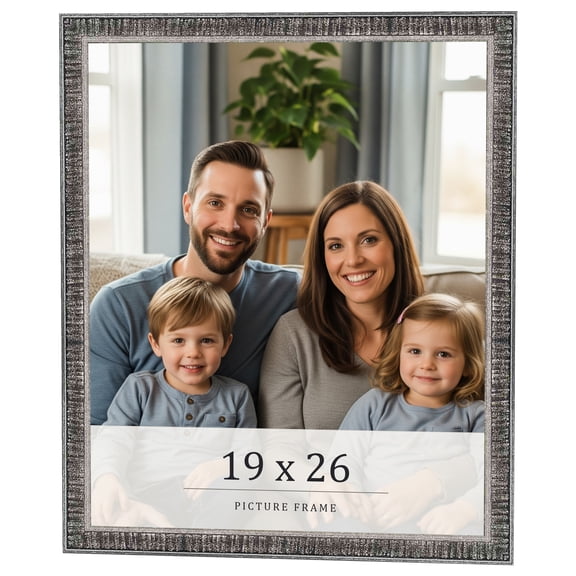 19x26 Frame Silver Grey Distressed Solid Wood Picture Frame | 0.75 Inch Moulding Width | Interior