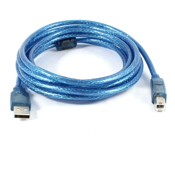 Unique Bargains High Speed USB 2.0 A Male to B Male M/M Printer Extension Cable Clear Blue 10ft