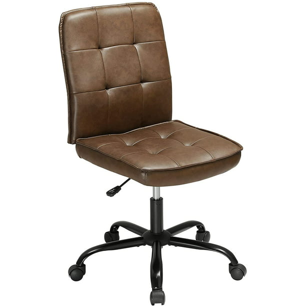 Leather Desk Chair No Arms With Wheels, Brown Leather Desk Chair No Wheels